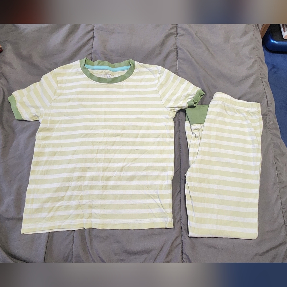 Green & White Striped PJ Set